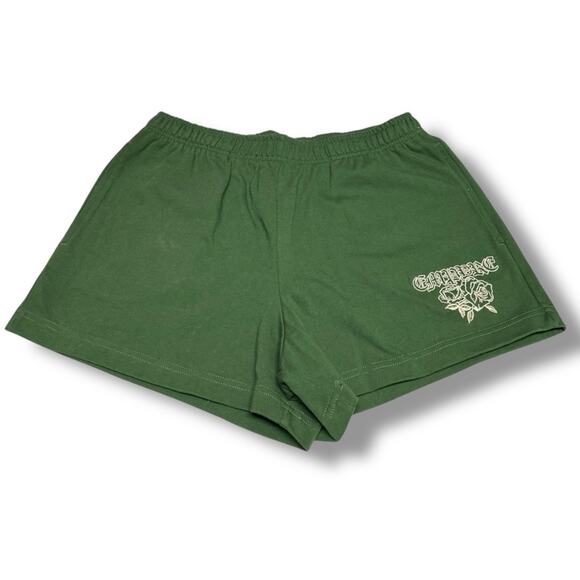 Empyre Green Rose Athletic Shorts Large Embroidered Sweat Shorts - Picture 5 of 10